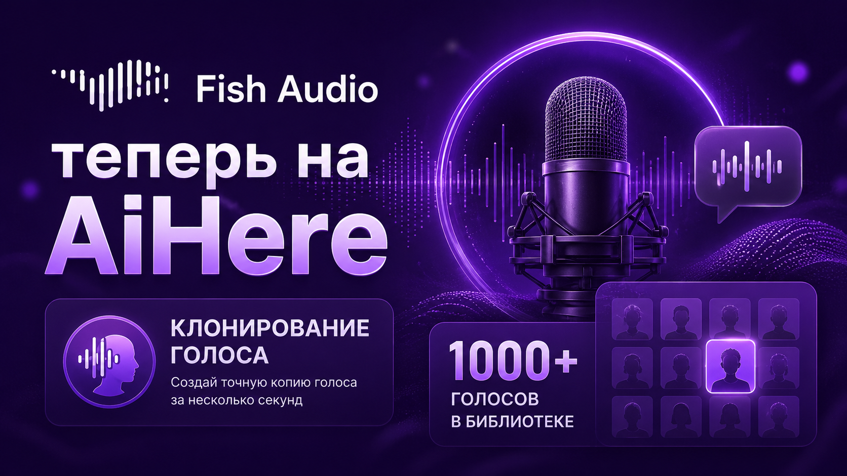 Fish Audio на AiHere: нейросеть для озвучки текста и клонирования голоса